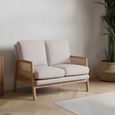 Ida 2 Seater Sofa - Cream Fabric and Rattan