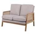 Ida 2 Seater Sofa - Cream Fabric and Rattan
