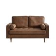 Henley Brown Faux Leather Sofa - 2 Seater