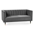 Salma Grey Fabric Sofa - 2 Seater - Scalloped Back