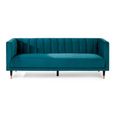 Salma Teal Fabric Sofa - 3 Seater - Scalloped Back