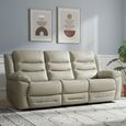 Alexandra Warm Grey Leather 3 Seater Recliner Sofa