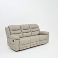 Alexandra Warm Grey Leather 3 Seater Recliner Sofa