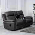 Huntington 2 Seater Electric Recliner Sofa - with Console - Dark Grey Leather Look Fabric