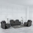 Huntington Electric Recliner Sofa Suite - 3+1+1 - Dark Grey Leather Look Fabric