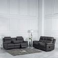 Huntington Electric Recliner Sofa Suite - 3+2 - Dark Grey Leather Look Fabric