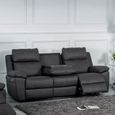 Huntington 3 Seater Electric Recliner Sofa - Dark Grey Leather Look Fabric