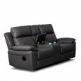 Huntington 2 Seater Electric Recliner Sofa - with Console - Dark Grey Leather Look Fabric