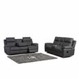 Huntington Electric Recliner Sofa Suite - 3+2 - Dark Grey Leather Look Fabric