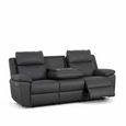 Huntington 3 Seater Electric Recliner Sofa - Dark Grey Leather Look Fabric