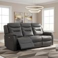 Harrogate 3 Seater Recliner Sofa - Grey Fabric