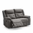 Berkeley 2 Seater Recliner Sofa - Dark Grey Leather Look Fabric