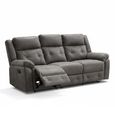 Berkeley Recliner Sofa Suite - 3+1+1 - Dark Grey Leather Look Fabric