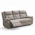 Berkeley 3 Seater Recliner Sofa - Light Grey Leather Look Fabric