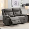 Berkeley 2 Seater Recliner Sofa - Dark Grey Leather Look Fabric