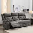Berkeley 3 Seater Recliner Sofa - Dark Grey Leather Look Fabric
