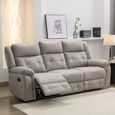 Berkeley 3 Seater Recliner Sofa - Light Grey Leather Look Fabric
