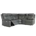 Sophia Corner Sofa - Electric Recliner - Leather - Charcoal