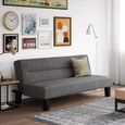 Kebo Futon Sofa Bed - 3 Seater - Grey Velvet Fabric - 2005419UK