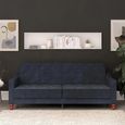 Novogratz Vintage Tufted Futon Sofa Bed - Blue Velvet Fabric - 2238679NUK