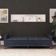 Novogratz Vintage Tufted Futon Sofa Bed - Blue Velvet Fabric - 2238679NUK