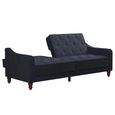 Novogratz Vintage Tufted Futon Sofa Bed - Blue Velvet Fabric - 2238679NUK