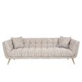 Huxley Beige Fabric 3 Seater Sofa with Brushed Gold Legs