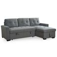 Alder Universal Corner Sofa Bed - Grey Fabric - Pull Out
