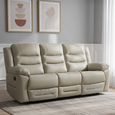 Alexandra Recliner Sofa - 3 Seater - Warm Grey Leather