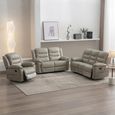 Alexandra Recliner Sofa Set - 3+2+1 Seater - Warm Grey Leather