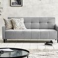 Alfie Grey Linen Click Clack Sofabed - 3 Seater - Storage
