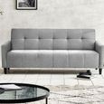 Alfie Grey Linen Click Clack Sofabed - 3 Seater - Storage