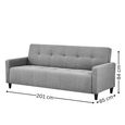 Alfie Grey Linen Click Clack Sofabed - 3 Seater - Storage
