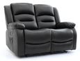 Alva Electric Recliner Sofa - Black Faux Leather - 2 Seater