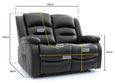 Alva Electric Recliner Sofa - Black Faux Leather - 2 Seater