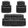 Alva Electric Recliner Sofa Set - Black Faux Leather - 3+1+1 Seater