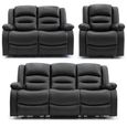 Alva Electric Recliner Sofa Set - Black Faux Leather - 3+2+1 Seater