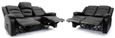 Alva Electric Recliner Sofa Set - Black Faux Leather - 3+2 Seater