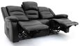 Alva Electric Recliner Sofa - Black Faux Leather - 3 Seater