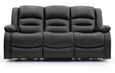 Alva Electric Recliner Sofa - Black Faux Leather - 3 Seater