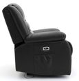 Alva Electric Recliner Sofa - Black Faux Leather - 3 Seater