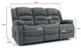 Alva Electric Recliner Sofa - Graphite Fabric - 3 Seater