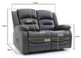 Alva Electric Recliner Sofa - Grey Faux Leather - 2 Seater