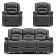 Alva Electric Recliner Sofa Set - Grey Faux Leather - 3+1+1 Seater