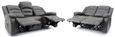 Alva Electric Recliner Sofa Set - Grey Faux Leather - 3+2 Seater