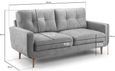 Aurora Sofa - Grey - 3 Seater