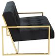 Azalea Sofa - 2 Seater - Black Velvet Fabric with Gold Metal Frame
