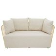Azalea Sofa - 2 Seater - Cream Fabric with Gold Metal