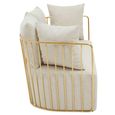 Azalea Sofa - 2 Seater - Cream Fabric with Gold Metal