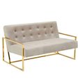 Azalea Sofa - 2 Seater - Mink Velvet Fabric with Gold Metal